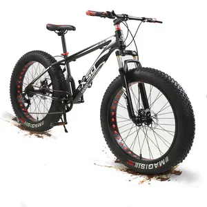 Double disc brake high carbon steel mountainbike for men Big fat wheels bicycle OEM ODM 26" Snow bike