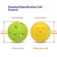 Ballons de pickleball monobloc rotomoulés en PE de qualité supérieure, 74 mm, pour intérieur/extérieur, vente chaude aux États-Unis, vente en gros directe usine, entraînement extérieur