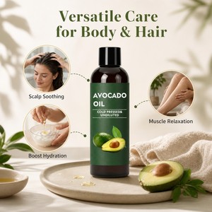 Aceite Corporal de Aguacate Prensado en Frío, Sin Hexano, para Cuidado Diario del Cuerpo y Cabello, Masajes de <span class=keywords><strong>Spa</strong></span>, Marca Privada - Product Image 2