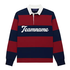 Polo de Rugby Personalizado con Logotipo, MOQ Bajo, Económico, a Rayas, para Hombre, Bordado, Manga Larga, Algodón, Uniforme de Rugby, Camiseta de Rugby - Product Image 2