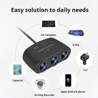 3-in-1 Auto-Ladeadapter Zigarettenanzünder 3 Anschlüsse QC3.0 Mehrfachsteckdose Zigarrenanzünder-Splitter Dual USB Stromverteiler