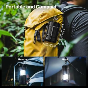 โคมไฟ LED สำหรับตั้งแคมป์2ชิ้นแบบชาร์จไฟได้ USB-C ไฟฉายฉุกเฉินแบบ2อิน1สำหรับกิจกรรมกลางแจ้งเช่นการปีนเขา - Product Image 5
