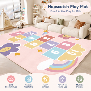 Tapis <span class=keywords><strong>de</strong></span> jeu AeroMara Cartoon Hopscotch pour enfants, salon, chambre, facile à nettoyer, en velours suédé, pliable, portable, tapis <span class=keywords><strong>de</strong></span> jeu au sol, espace - Product Image 3