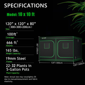 10x10ft Smart Grow <b>Tent</b> Complete Kit with 4 X 720w Led Light Wifi Controller Hydroponic Indoor Greenhouse 10x10 Grow <b>Tent</b> Kit * - Product Image 6