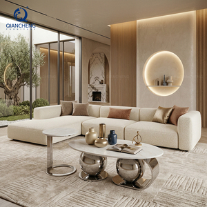 Meubles <span class=keywords><strong>de</strong></span> salon, table basse moderne en acier et marbre - Product Image 3