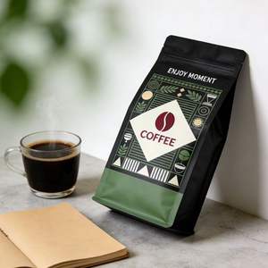 Sachet d'emballage personnalisé à fond plat refermable avec fermeture éclair, résistant à l'humidité, en plastique, pour aliments, snacks et grains de café - Product Image 4