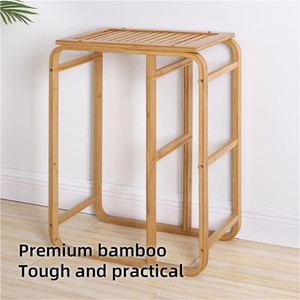 Cesto de Ropa Sucia de Bambú para Ahorrar Espacio en el Baño, Organizador de Ropa Sucia, Cesta de Ropa de Madera de Gran Capacidad con Estante - Product Image 2