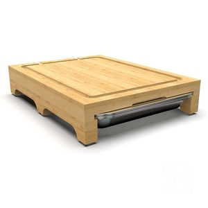 Eco Go เขียงไม้ไผ่ทรงสี่เหลี่ยมผืนผ้าพร้อมถาดรองน้ำหยดสเตนเลสแบบถอดได้2ช่องและร่องน้ำเป็นมิตรกับสิ่งแวดล้อม - Product Image 6