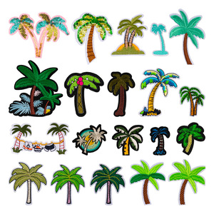 Apliques Verdes para Artesanato e Acessórios de Vestuário DIY, Patch Bordado de Palmeira de Coco, Patch Termocolante, <span class=keywords><strong>Patches</strong></span> para Costura DIY - Product Image 1