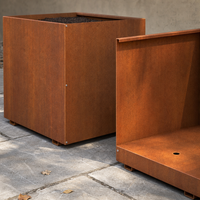 Pot Bunga Kotak Tanam dari Baja Corten Bersertifikat ASTM Buatan Khusus dengan Drainase Opsional Ketebalan 2mm/3mm