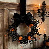 Décorations fantômes et citrouilles à suspendre, décoration de porte pour la maison, couronne d'Halloween pour le Festival des Fantômes