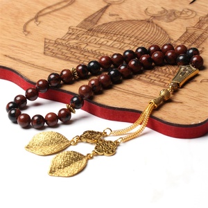 Tasbih Dorato con Perle di Preghiera in Pietra Naturale Dorata, Fatto a Mano con Nappa Turca, <span class=keywords><strong>Rosario</strong></span> Islamico Musulmano, Misbaha Arabo - Product Image 3