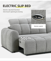 Canapé-lit d'angle électrique moderne en tissu, pliable, inclinable et coulissant, avec appui-tête motorisé à commande unique, pour salon