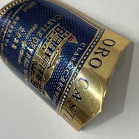 Étiquettes de vin personnalisées bleues et dorées en relief - Autocollants de forme de bouclier ornés