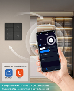 Multifunctionele lange-afstands 2.4G precisie dimbare RGB IoT <span class=keywords><strong>LED</strong></span>-verlichtingsbesturing 6-knops draadloze paneelsensor schakelaar slim - Product Image 4