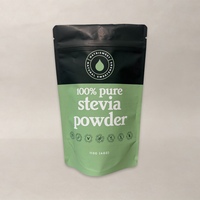 Sachet Doypack refermable en PE de qualité alimentaire pour poudre de stévia, avec fermeture éclair, résistant à l'humidité, trou de suspension, imprimé en héliogravure, recyclable