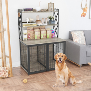 Cage pour chien Offre Spéciale la plus récente personnalisée en usine avec étagères de rangement caisse pour chien de style meuble avec filet de séparation détachable à trois portes - Product Image 4