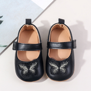 Sepatu jahit kupu-kupu desain PU Solid bayi baru lahir, sepatu bayi Prewalker untuk anak perempuan - Product Image 2