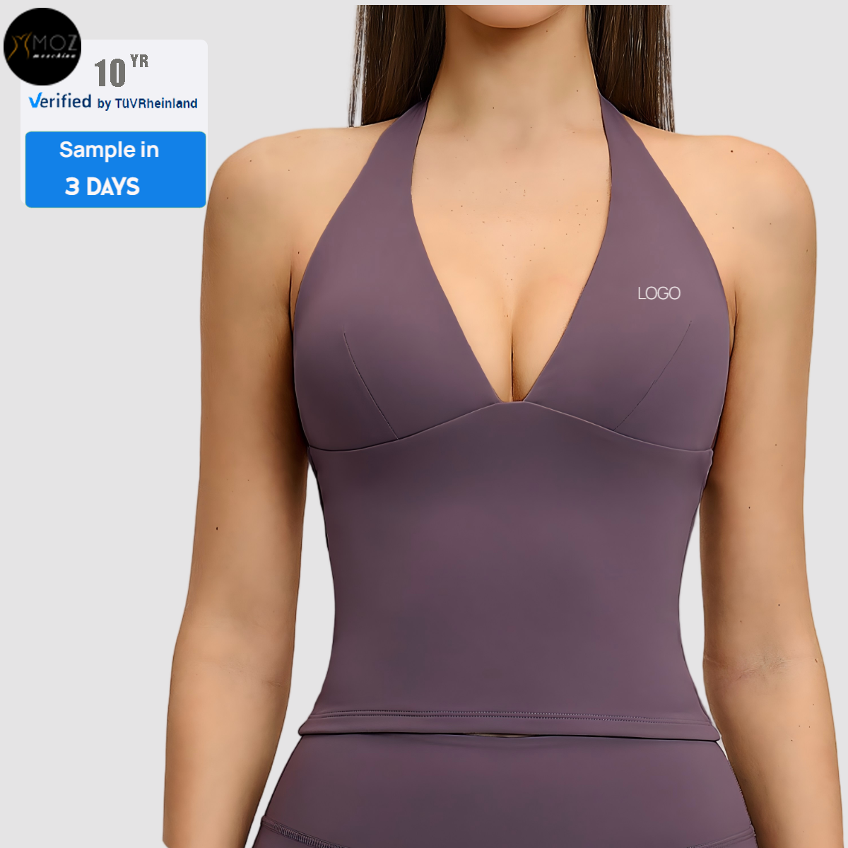 Women's Breathable V-Neck Backless Yoga Tank Top Built-In Bra High-Stretch Skinny Fit for Gym Fitness Running Custom Sports Tops