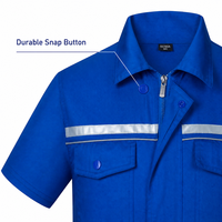 Combinaison de travail unisexe d'usine à manches courtes, en tissu durable et imperméable, avec fermeture éclair, pour homme, uniforme de travail d'été