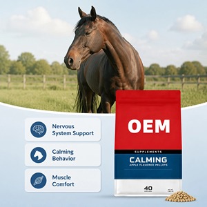OEM Calming Support Pellets <span class=keywords><strong>Magnesium</strong></span> Thiamine L-Tryptophan Supplément calmant pour chevaux, soutien du confort musculaire, saveur pomme - Product Image 6
