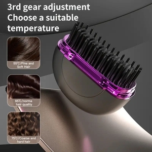 Negative Ion Cordless Ceramic <strong>Hair</strong> Straightening Comb Beard Comb Portable Wireless Rechargeable <strong>Mini</strong> <strong>Hair</strong> <strong>Straightener</strong> Brush - Product Image 4