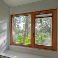 Fenêtres à battants horizontaux en bois recouvert d'aluminium de haute qualité, insonorisées, isolantes thermiquement, à double vitrage pour maison