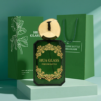 Luxuriöse 50ml Achteckige Glas-Parfümflasche mit Farbverlauf, Leere Duftsprühflasche mit Schwarzem Designer-Verschluss und Box