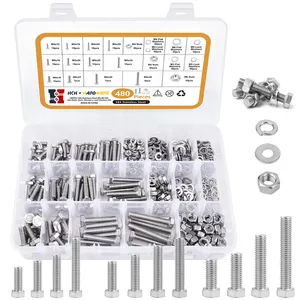 480 PCS Bolts and Nuts and Washers fasteners Kit Metric Hex Nuts and Bolts Kit