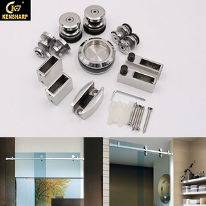 Accessoires d'assemblage de rail de guidage carré Kensharp porte de douche en verre coulissant chaud Satin polonais noir lourd coureur roues piste - Product Image 5