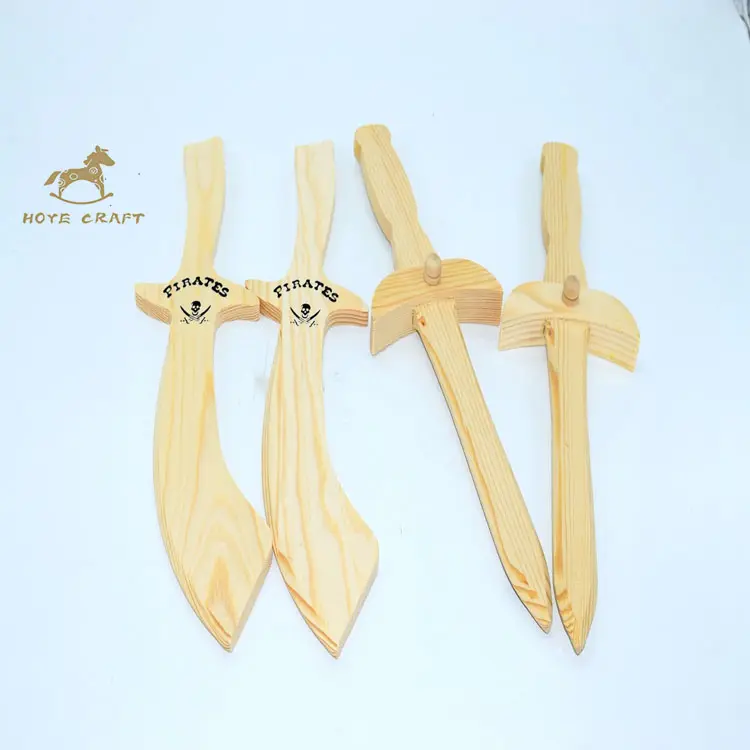 Pretend toy natural color handmade wooden sword for kids outdoor play lightweight wood toy