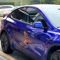 Film Vinyle PET Coulé Métallisé Bleu Cobalt Brillant HD pour Covering Automobile, Vente en Gros, Usine de Guangzhou, Taille 1.52X16M/5X55FT, Autocollants pour Voiture