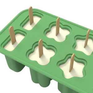 Ev yapımı yapışmaz Popsicle kalıpları 8 kaviteler BPA ücretsiz silikon 4-Shaped buz lolly kalıpları çocuklar için