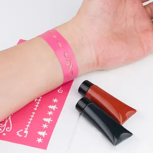 Groothandel Custom Plastic Tattoo Arm Stencils Kit Zelf Aangehangen Glitter Pvc Papier Carta Sjabloon Voor Kinderen Meisjes Schilderen