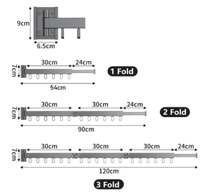 Stendibiancheria Pieghevole a 3 Pieghe con 24 Ganci, Montaggio a Parete Retrattile per Casa e Lavanderia, Stendino Estensibile RF324 - Product Image 6