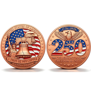 1 oz 5 oz Koin Tembaga Murni 999 Amerika, Koin Peringatan 250 Tahun, Berwarna, Relief Tinggi, UV, Kerajinan Logam, Koin Tantangan Tembaga Kustom - Product Image 1
