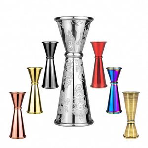 Vente en gros de doseurs à double extrémité pour barman, 30/60 ml (1/2 oz), en acier inoxydable 304, avec marquage gravé - Product Image 1