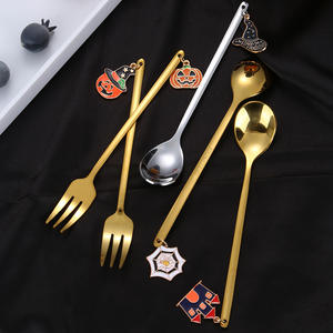 Couverts en acier inoxydable Offre Spéciale couverts en or dessin animé miroir cuillère fourchette argenterie pour Restaurant - Product Image 4