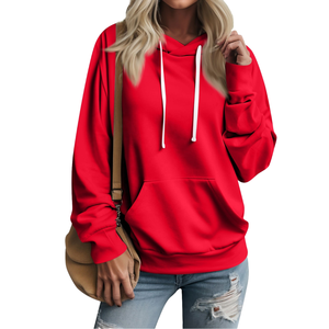 Sweat à capuche décontracté pour femme en tissu éponge 100% coton imprimé personnalisé, anti-rétrécissement, logo sur le devant, pour l'automne et l'hiver - Product Image 1