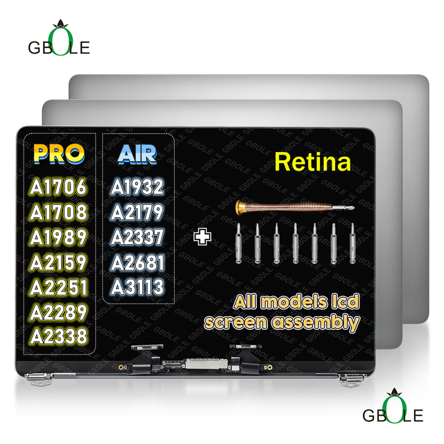 A1706 A1708 A2337 A2338 A1707 A1989 A1990 A2141 A2159 A2251 A2289 A3401 A3112 LCD GBOLE Screen Replacement for MacBook Air/Pro
