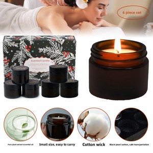 Nouveauté - Coffret cadeau de Noël - Ensemble de bougies parfumées dans un bocal en verre noir - 6 parfums - Cire de soja naturelle - Aromathérapie pour offrir en cadeau pendant les fêtes - Product Image 2