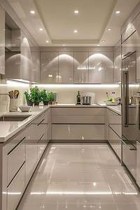 Modern High Gloss Modular Kitchen Cabinets Luxury Custom L-Shaped Built-in Design with LED Light and Quartz Countertop - Product Image 3