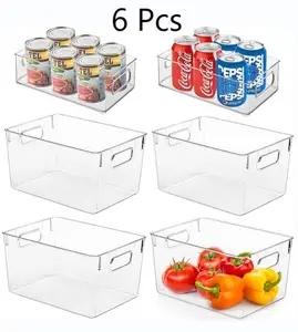 OWNSWING 2 متوسطة 4 كبيرة قسط شفافة الثلاجة المنظم الغذاء تخزين الحاويات مربع و بن للأغذية الملابس التجميل
