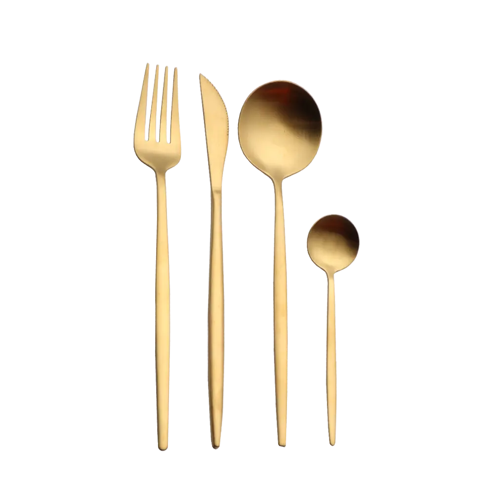 Emas Couverts Besteck Silverware Set Portugis Cutipol Goa Hitam Emas Disepuh Stainless Steel Cubiertos Sendok Garpu Set untuk Pernikahan