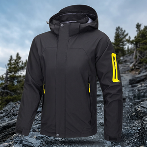 Veste de ski d'hiver décontractée pour homme, imperméable, en toile unie, à capuche, respirante, séchage rapide, grande taille, personnalisable, 300g - Product Image 3