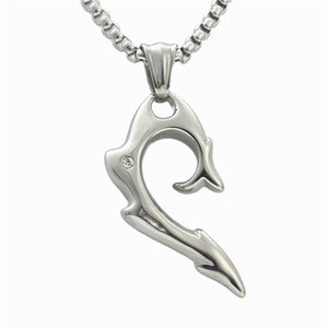 Flame-Shaped Titanium Steel Pendant With Crystal Inlay For Men Everyday Wear 233073 - Product Image 2