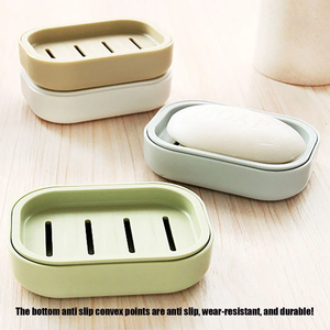 Portable Double-Layer <b>Soap</b> Dish with Drainage <b>Cover</b> Square Plastic Storage Box for Bathroom Travel Use - Product Image 4