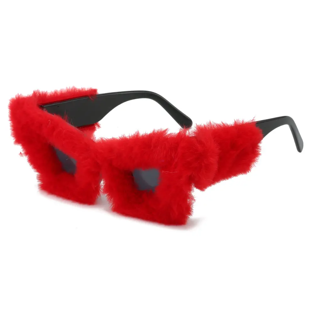 Sunglasses Women Fuzzy Square Cat Eye Sun Glasses Punk Plush Shade Party Masquerade Disco Eyewear