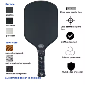 China Pickleball Paddle Fabricante Suministro 3K <span class=keywords><strong>6K</strong></span> 9K 12K Material OEM/ODM T300 T700 Calidad Fibra de vidrio de carbono Pickleball Paddle - Product Image 2