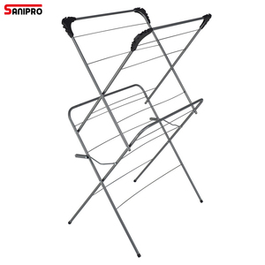 SANIPRO Séchoir à linge pliable 2 niveaux pour intérieur et extérieur, étendoir à serviettes et vêtements extensible - Product Image 1